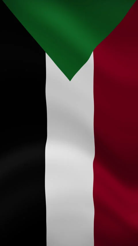 Sudan Waving Flag in Vertical Orientation – Realistic Loop Animation Stock Footage 294948260
