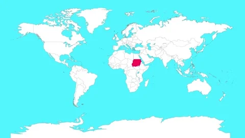 Sudan in world map animation.Silhouette map of Sudan 動画素材 309851938
