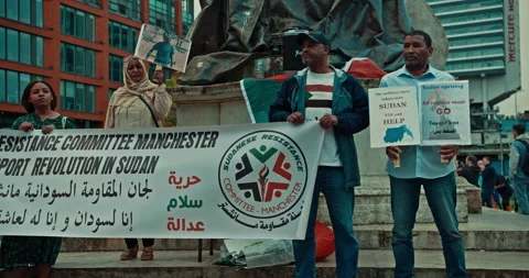Sudanese Protest Manchester Stock Footage 199389371