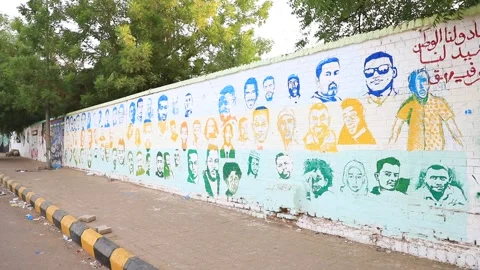 SUDANESE PROTESTERS WALL OF MERTHYR  스톡 동영상 232474943