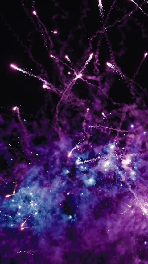 Sudden overwhelming Purple and Blue Fireworks, Rich Color and Motion Video stock 320358587