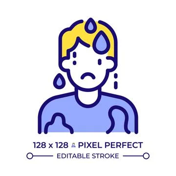Sudden stress triggers pixel perfect line color icon Stock Illustration