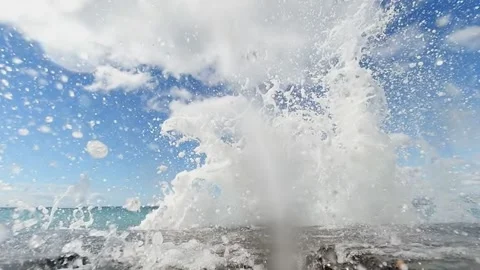 Sudden wave crashes into camera Stock Footage 228761484