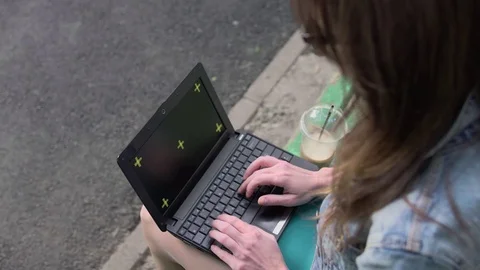 Sudent work using laptop in the campus park Stock Footage 79839548