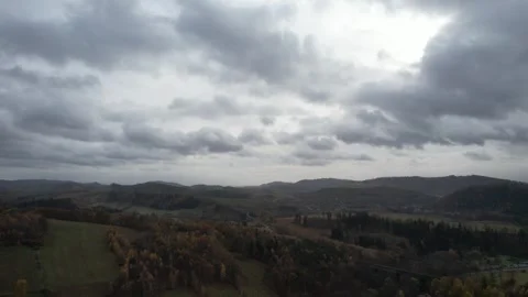 Sudetes mountains, rainy clouds Stock Footage 259406648