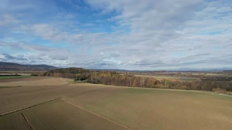 Sudety mountains, sky, clouds, farmfields, day, aerial drone footage Stock Footage 256823388