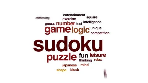 Sudoku animated word cloud, text design Stock Video Pond5
