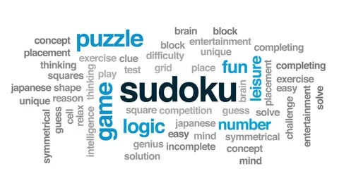 Sudoku animated word cloud, text design ... | Stock Video | Pond5