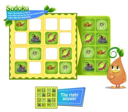 Sudoku game  insects Stock Illustration