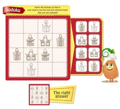 Sudoku logic kitchen aprons Stock Illustration
