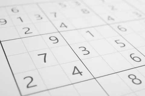 Sudoku puzzle grid as background, closeup view Stock Photos