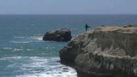 Suerfers at Santa Cruz, Steamer Lane West Side, California Stock Footage