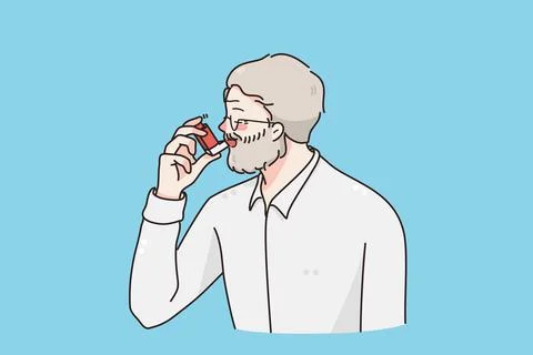 Suffering from asthma concept Stock Illustration
