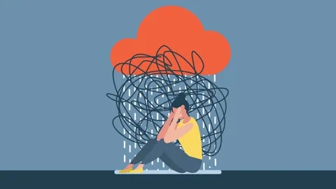 Suffering from depression, closing face with palms in despair. Pandemic fatigue. Stock Footage 151900315