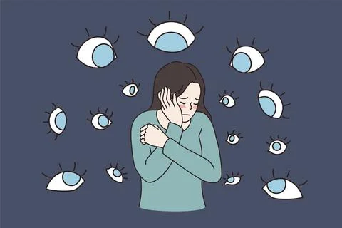 Suffering from evil eyes concept. Stock Illustration