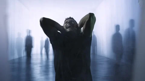 Suffering Man Surrounded By Shadow Figures Mental Health Depression Anxiety 動画素材 288878795