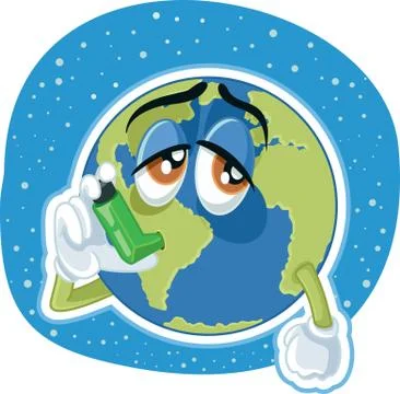 Suffering Planet Earth Cartoon Vector Ecology Concept Illustration Illustrazione stock