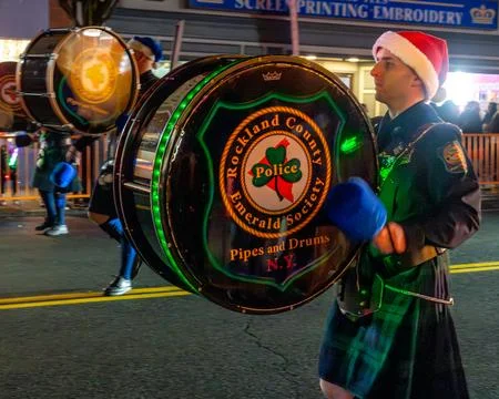 Suffern, NY - US - Dec 2, 2023 Horizontal closeup view of a drummer from th.. Stock Photos