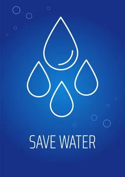 Sufficient water usage postcard with linear glyph icon Stock Illustration