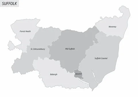 Suffolk county administrative map Stock Illustration