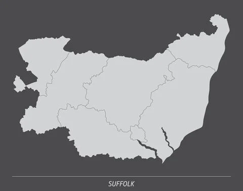 Suffolk county administrative map Stock Illustration