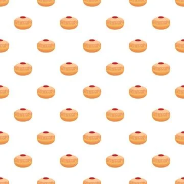 Sufganiyot hanukkah donuts repeating pattern on white background Stockillustratie