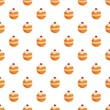 Sufganiyot jelly doughnuts seamless pattern for hanukkah celebration Stock Illustration