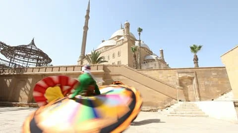 Sufi Dancers performing in front of the Citadel. Cairo. Egypt. Stock-Footage 10922636
