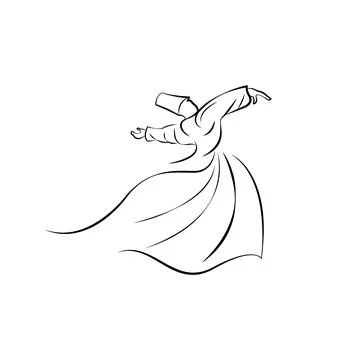 Sufi who performs the representative dance of the tradition of Sufism and Sufism Stock Illustration