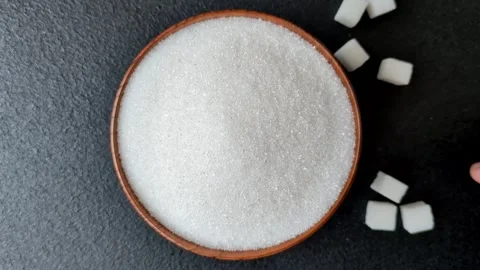 The sugar ban sign as a concept to stop the problem of diabetes and obesity. The Stock Footage 336977260