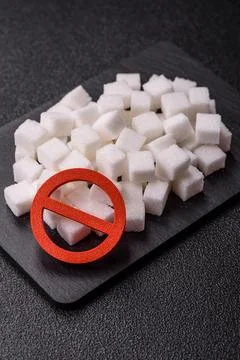 The sugar ban sign as a concept to stop the problem of diabetes, a call to .. Stock Photos