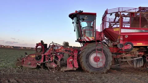 Sugar beet harvester- close side view. Stock Footage 47586405
