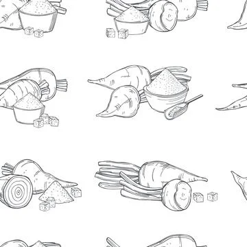 Sugar beet.  Vector   pattern. Stock Illustration