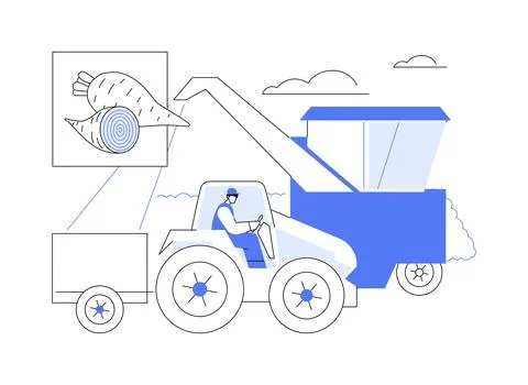Sugar beets processing isolated cartoon vector illustrations. Illustrazione stock
