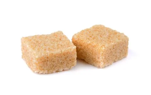 Sugar brown square on white background Stock Photos