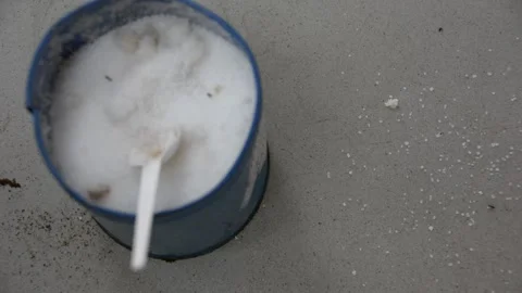 Sugar can with white spoon and ants Video stock 187979658