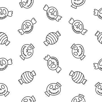Sugar candies. Seamless pattern. Coloring Page. Stock Illustration