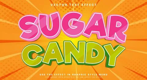 Sugar Candy 3d editable text effect Template Stock Illustration