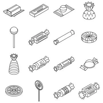 Sugar candy icon set vector outine Stock Illustration