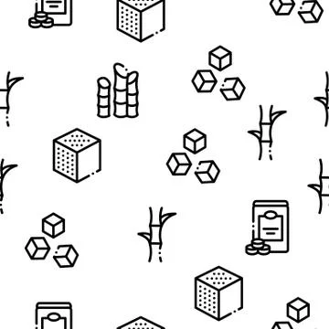 Sugar Cane Agriculture Seamless Pattern Vector Stock Illustration