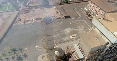 Sugar cane industrial mill processing plant in Brazil. Sugarcane plant produc Stock Footage 121102179