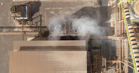 Sugar cane industrial mill processing plant in Brazil. Sugarcane plant produc Stock Footage 121102335