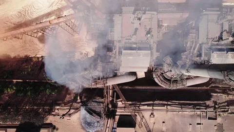 Sugar cane industrial mill processing plant in Brazil. Sugarcane plant produc Stock Footage 168114635