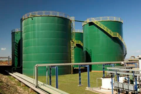 Sugar cane industrial mill processing plant in Brazil Stock Photos