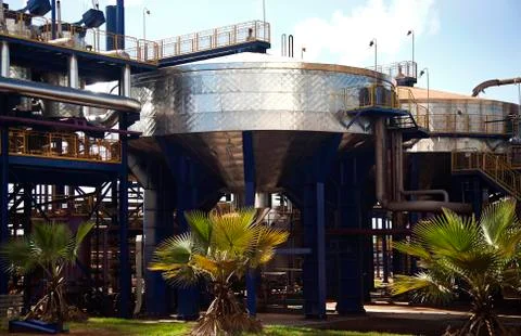 Sugar cane industrial mill processing plant in Brazil Stock Photos