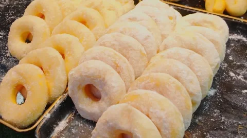 Sugar Coated Donuts Displayed at Thai Night Market in Phuket Stock Footage 324861703
