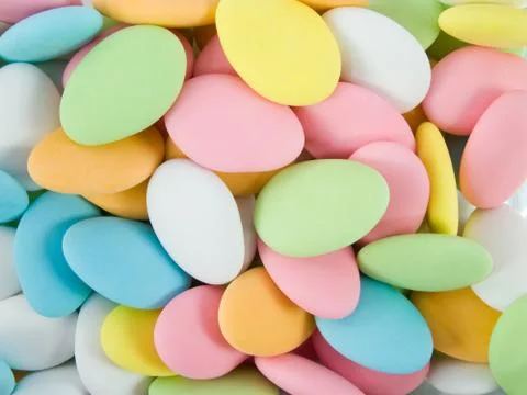 Sugar covered almonds. traditional easter sweet. Stock Photos