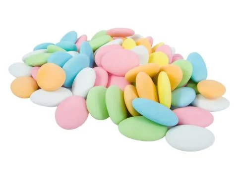 Sugar covered almonds. traditional easter sweet. Stock Photos