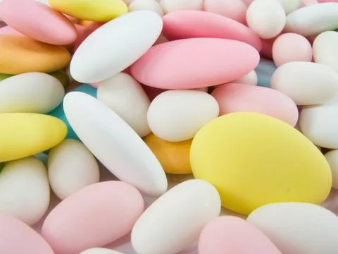 Sugar covered almonds. traditional easter sweet. Stock Photos