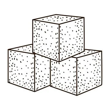 Sugar cube isolated on white background. Element meal in engraved style. Stock Illustration